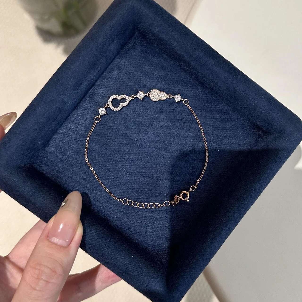 Whimsical 925 Sterling Silver Pavé Gourd Motif Bracelet - Rose Gold-tone