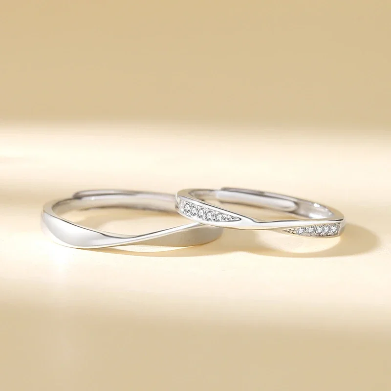 Sleek 925 Sterling Silver Twisted Pavé Open Rings
