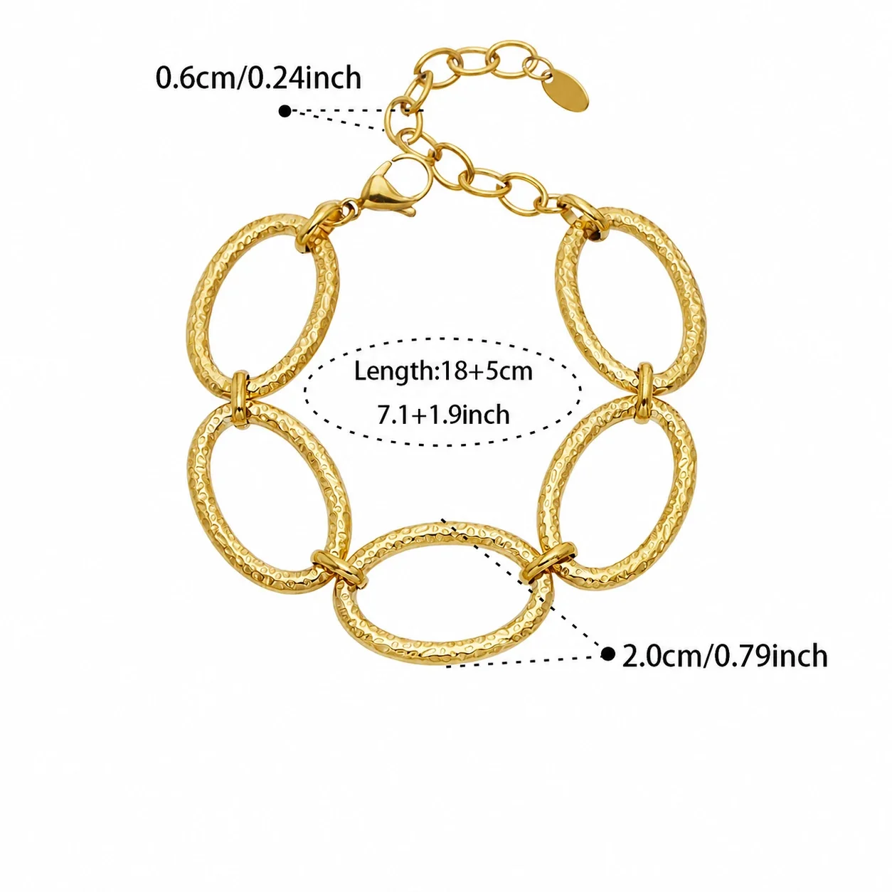 Sculptural Gold-Plated Hammered Oval Link Jewelry Set - Gold