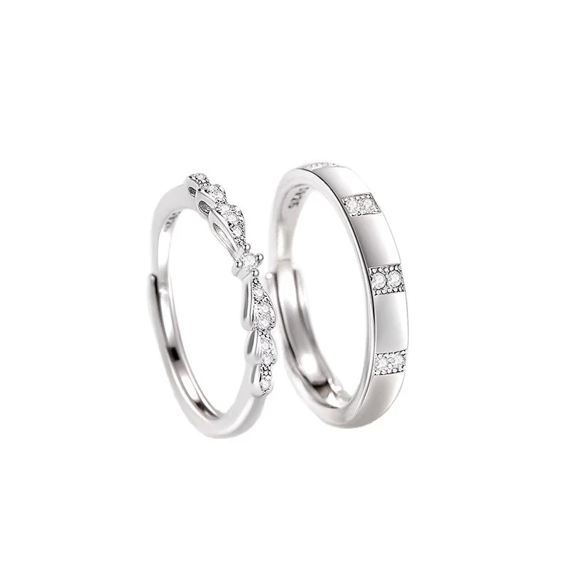 Paired Electroplated Bow Leaf and Channel-Set Band Ring