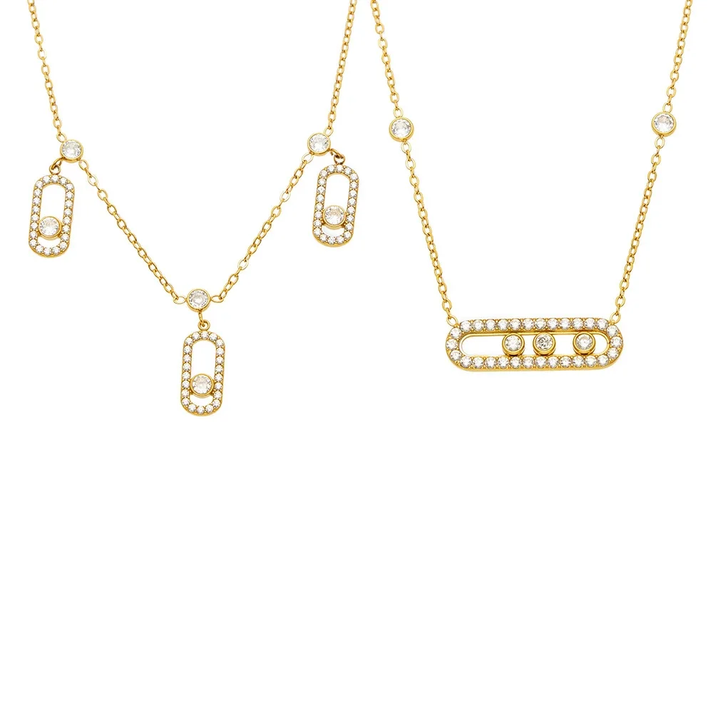 Luminous Pavé Paperclip CZ Stainless Steel Necklace