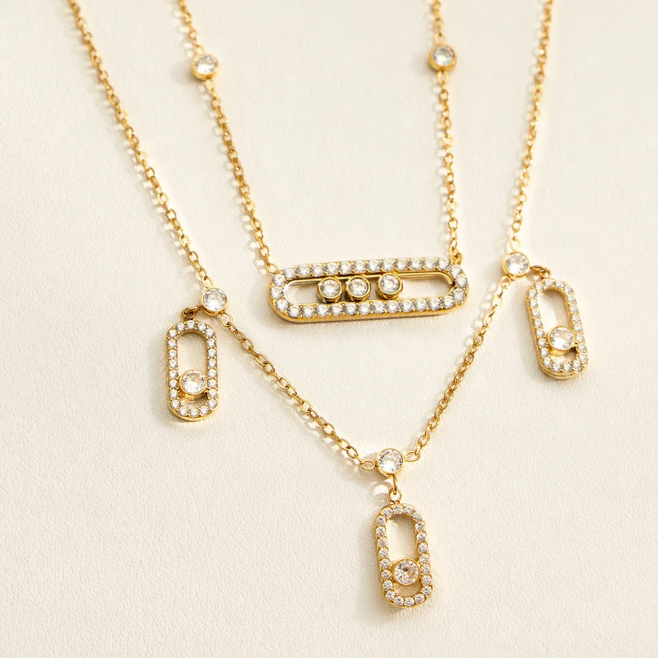 Luminous Pavé Paperclip CZ Stainless Steel Necklace