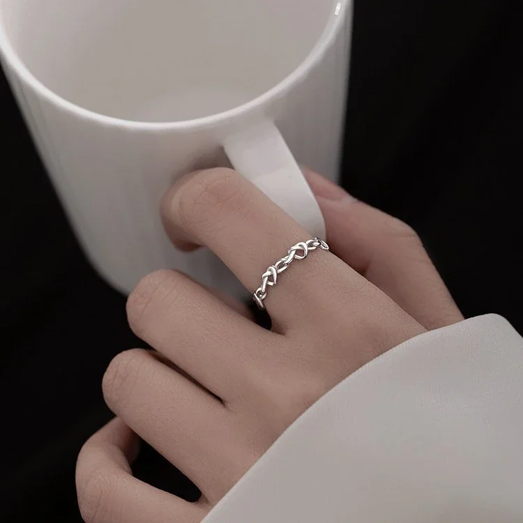 Open-Front Heart Link 925 Sterling Silver Ring
