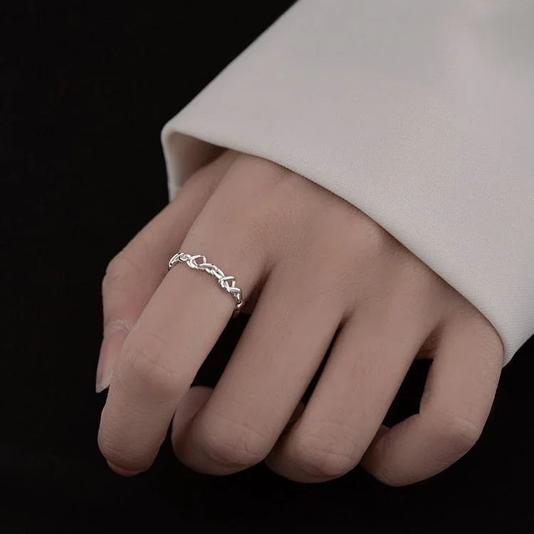 Open-Front Heart Link 925 Sterling Silver Ring