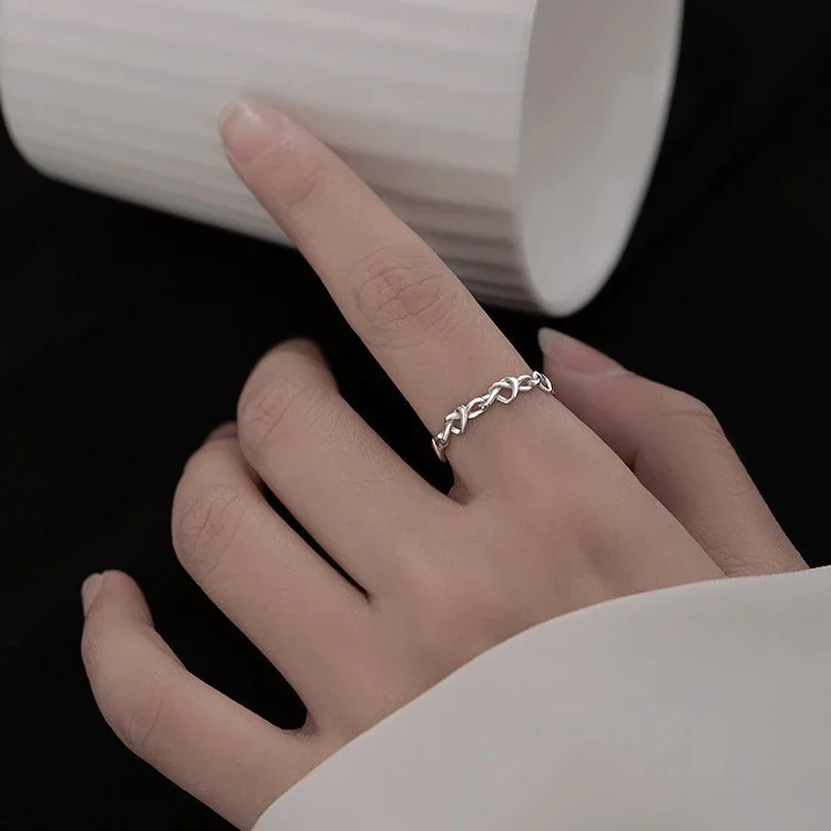 Open-Front Heart Link 925 Sterling Silver Ring