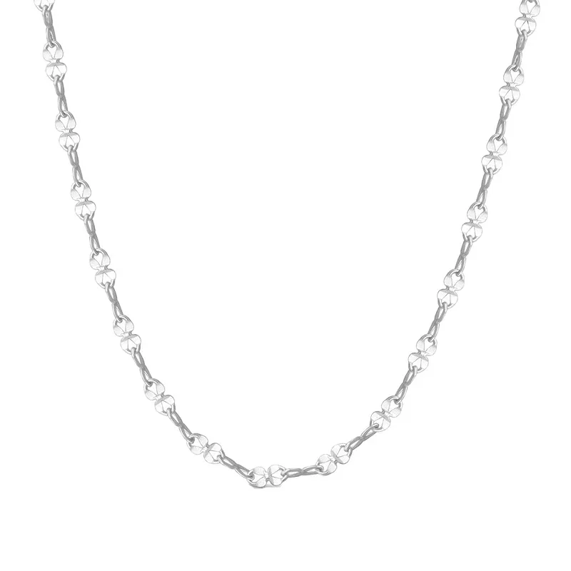 Delicate 925 Sterling Silver Faceted Station Chain Necklace