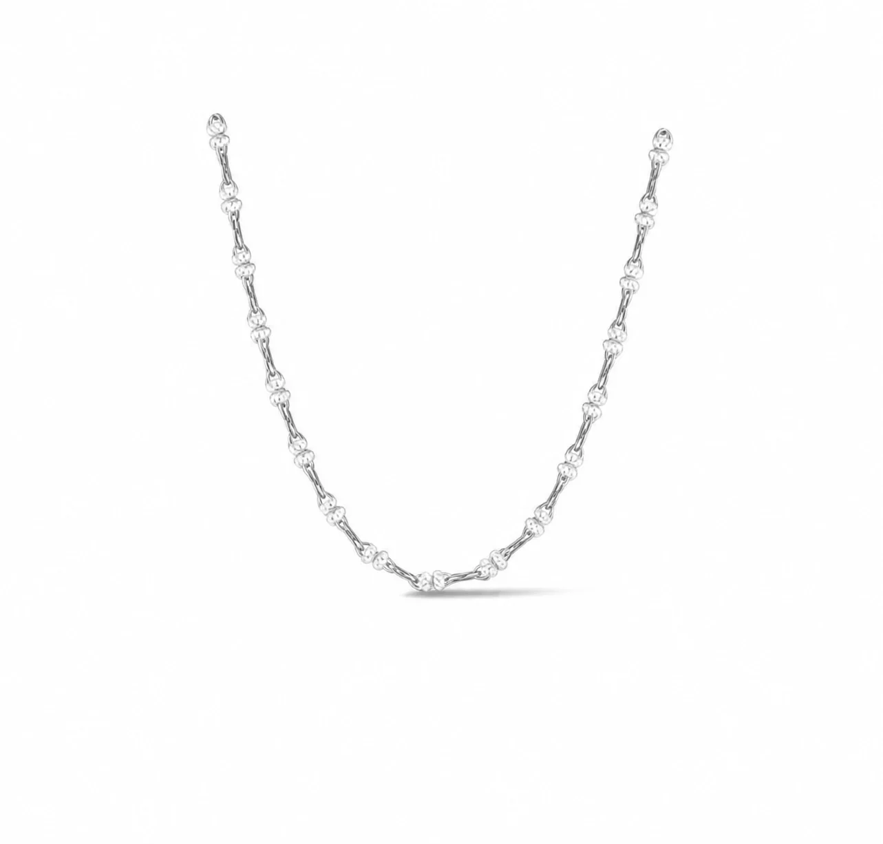 Delicate 925 Sterling Silver Faceted Station Chain Necklace - with PE Box
