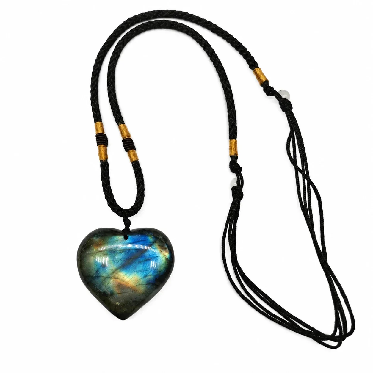 Vivid Crystal Heart Pendant with Braided Cord Necklace