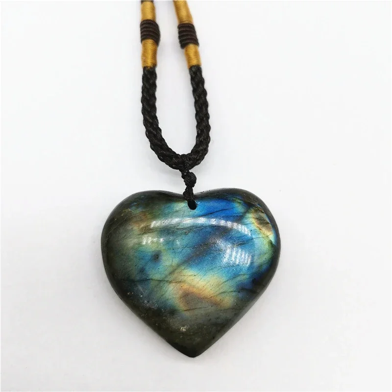 Vivid Crystal Heart Pendant with Braided Cord Necklace