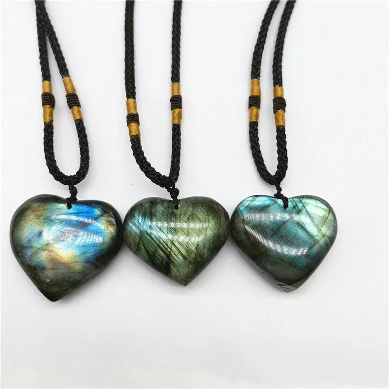 Vivid Crystal Heart Pendant with Braided Cord Necklace