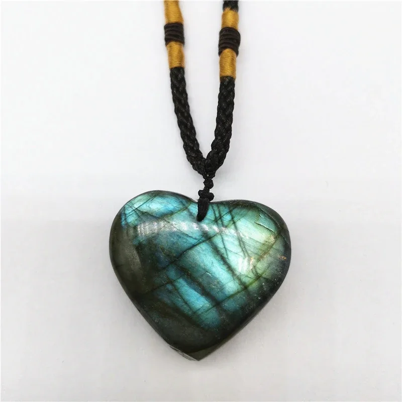 Vivid Crystal Heart Pendant with Braided Cord Necklace