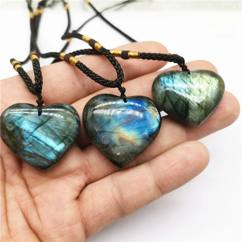 Vivid Crystal Heart Pendant with Braided Cord Necklace