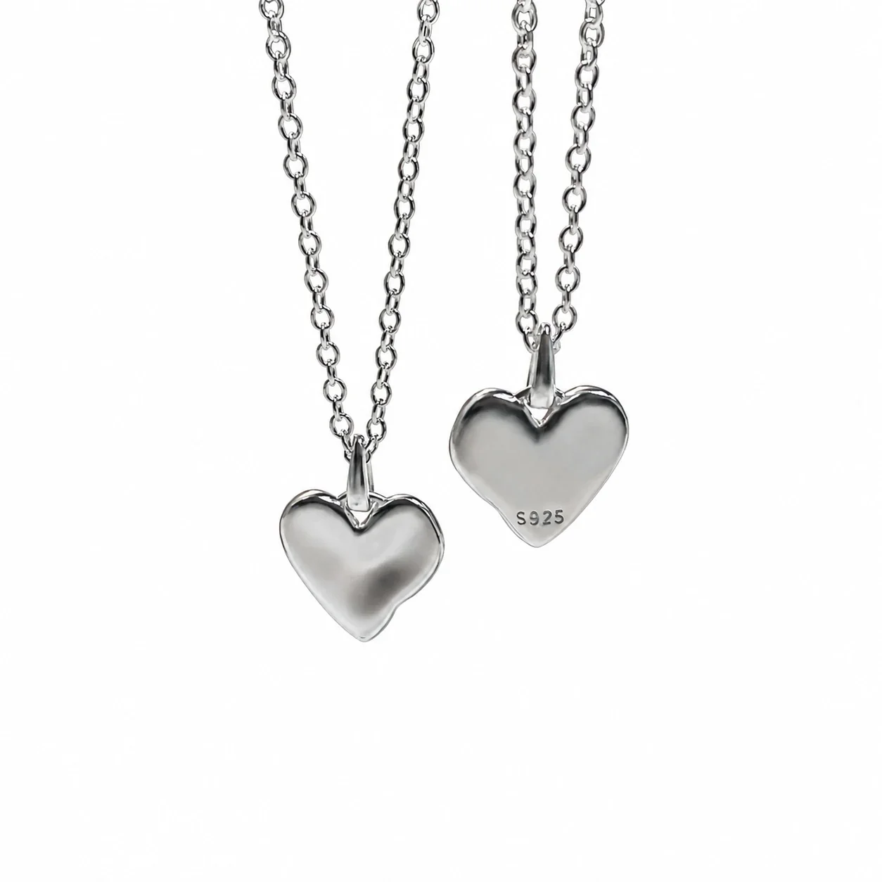 Sculpted 925 Sterling Silver Heart Pendant Necklace