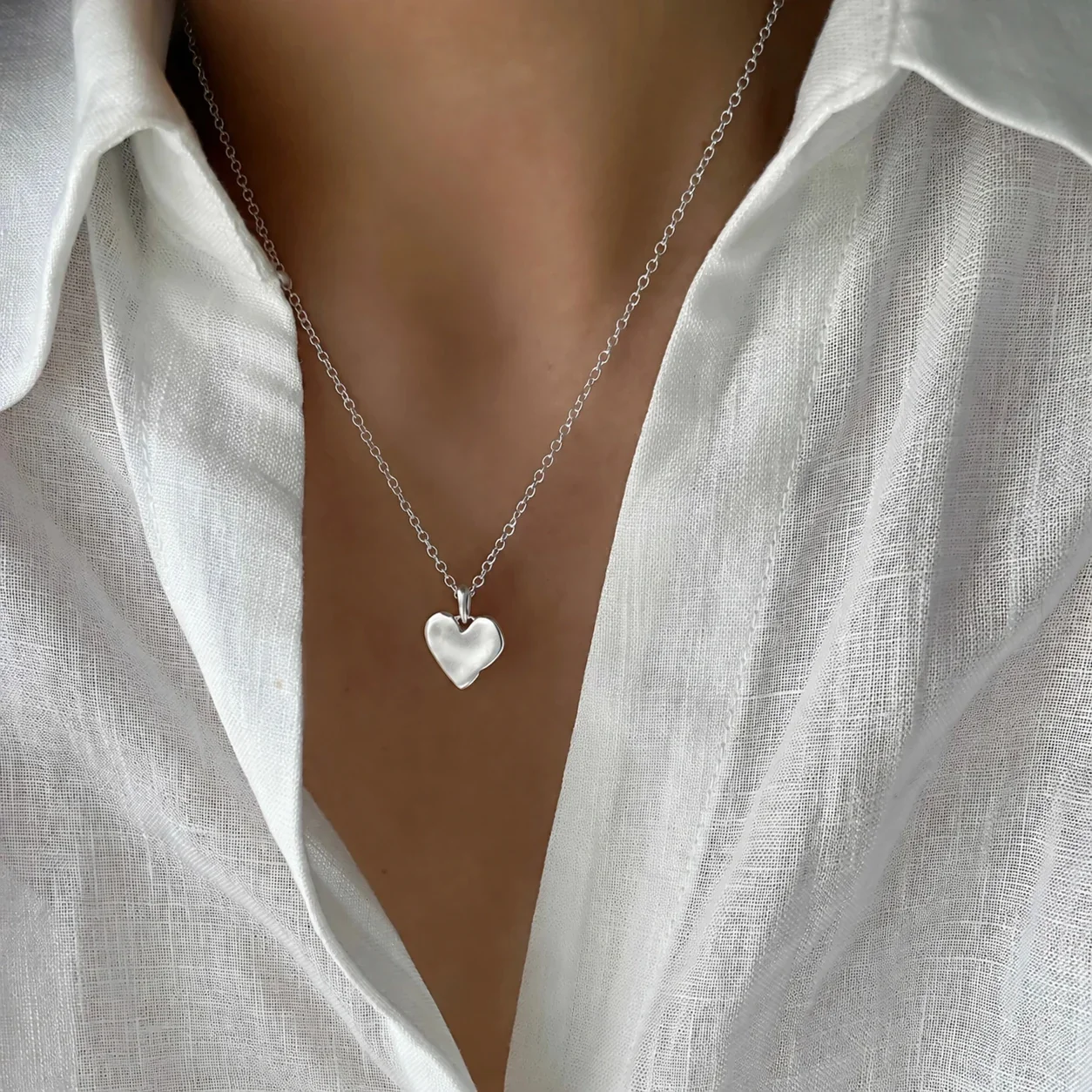 Sculpted 925 Sterling Silver Heart Pendant Necklace