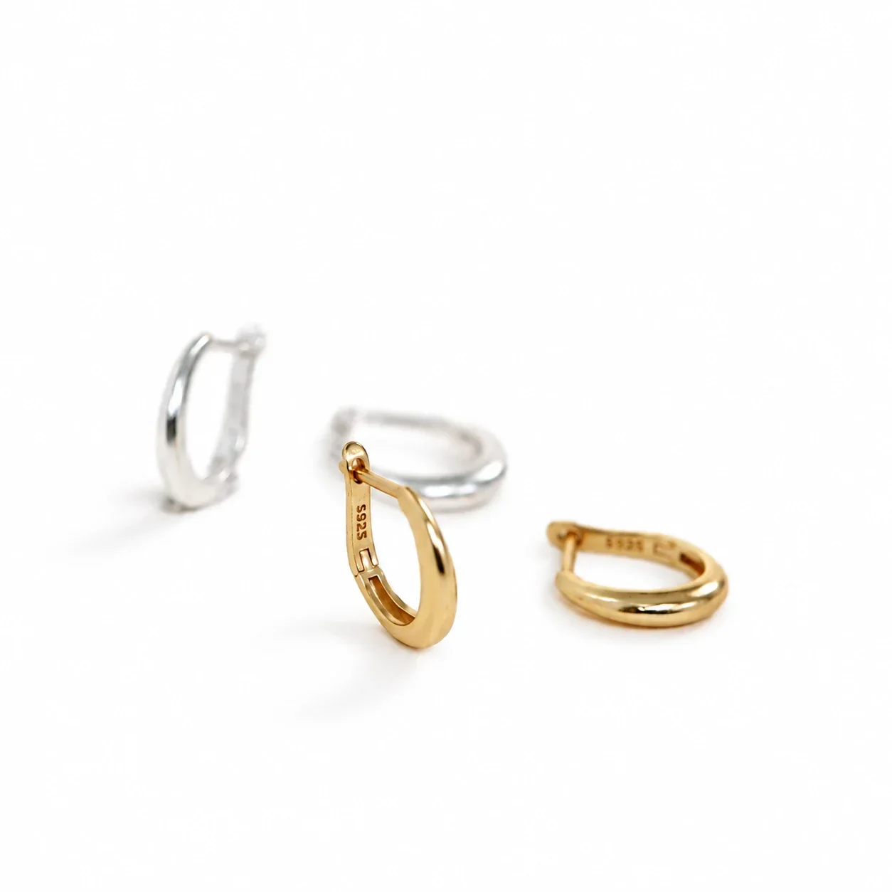 Polished 925 Sterling Silver Rounded Huggie Hoop Earrings
