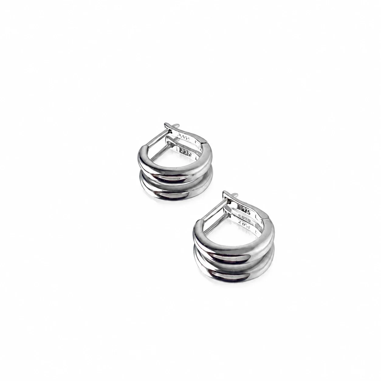 Polished 925 Sterling Silver Rounded Huggie Hoop Earrings