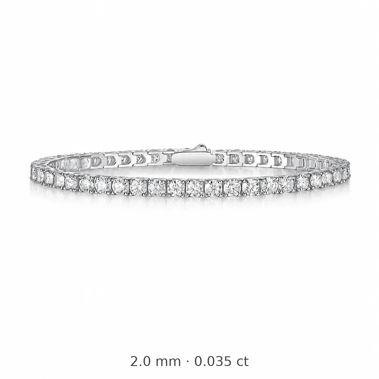 Polished 925 Sterling Silver Round Prong Moissanite Tennis Bracelet - 2.0 mm Moissanite . Points Each