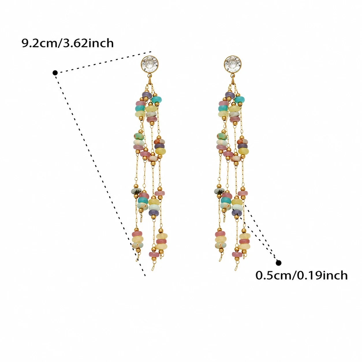 Artful 18K Gold-Plated Crystal Tassel Drop Earrings - Multicolor Crystal Gold