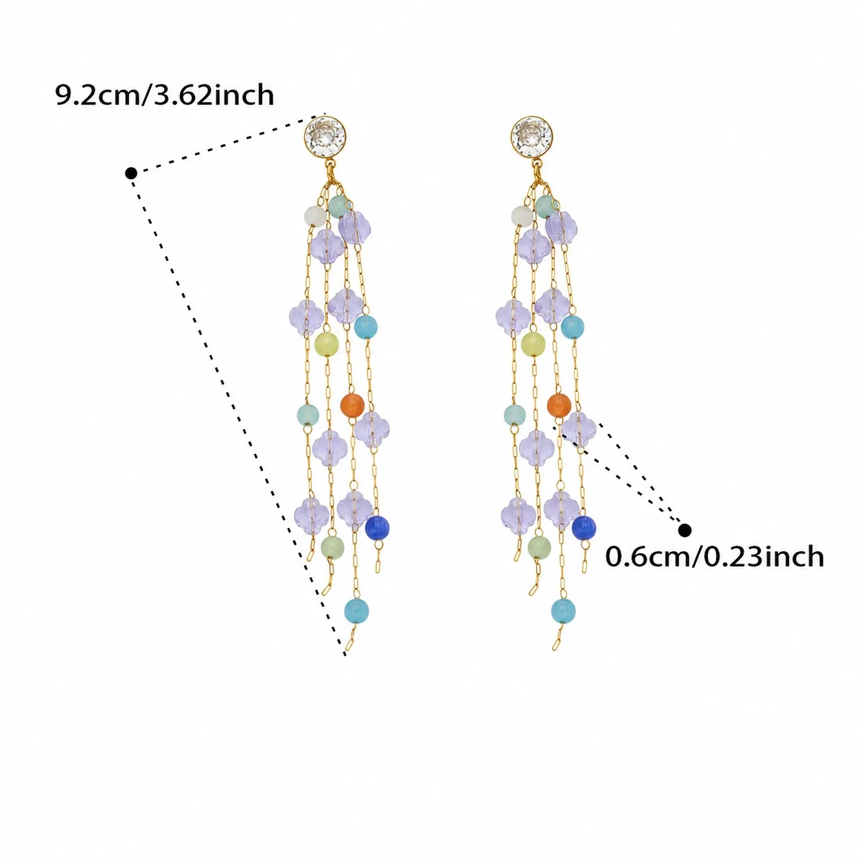 Artful 18K Gold-Plated Crystal Tassel Drop Earrings - Light Blue Crystal Gold