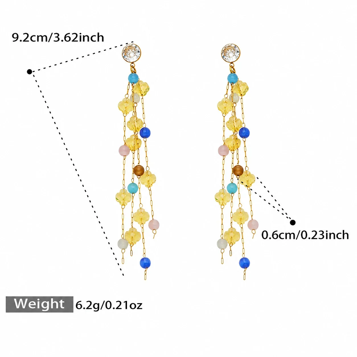 Artful 18K Gold-Plated Crystal Tassel Drop Earrings - Yellow Crystal Gold