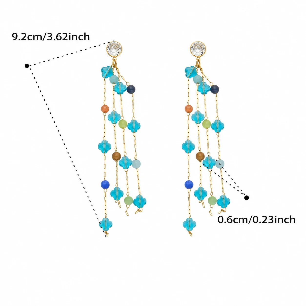 Artful 18K Gold-Plated Crystal Tassel Drop Earrings - Blue Crystal Gold