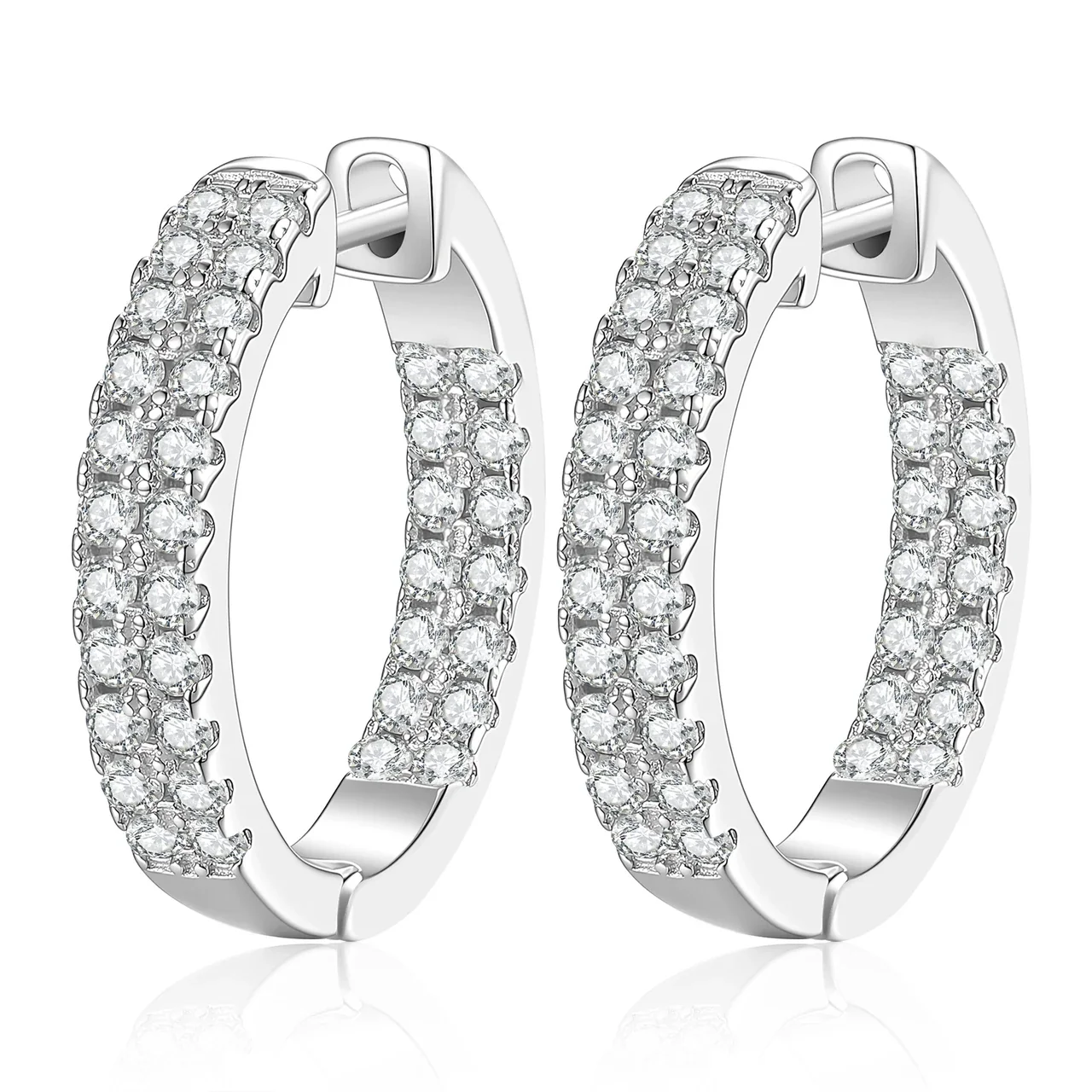 Radiant Pavé U-Hoop 925 Sterling Silver Earrings