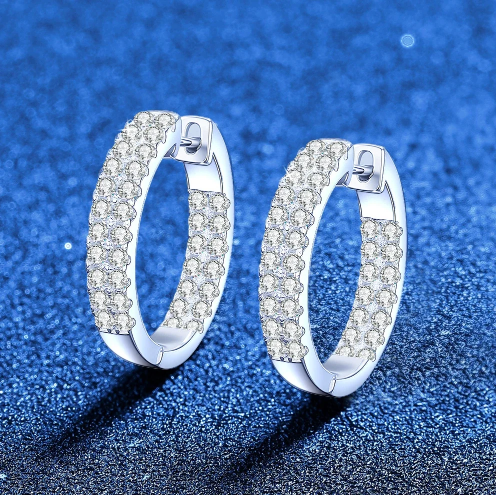 Radiant Pavé U-Hoop 925 Sterling Silver Earrings