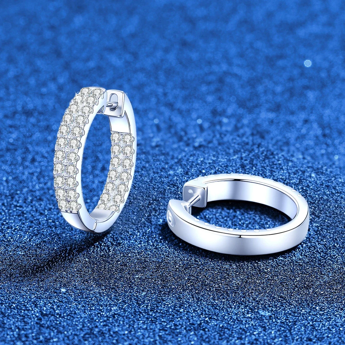 Radiant Pavé U-Hoop 925 Sterling Silver Earrings