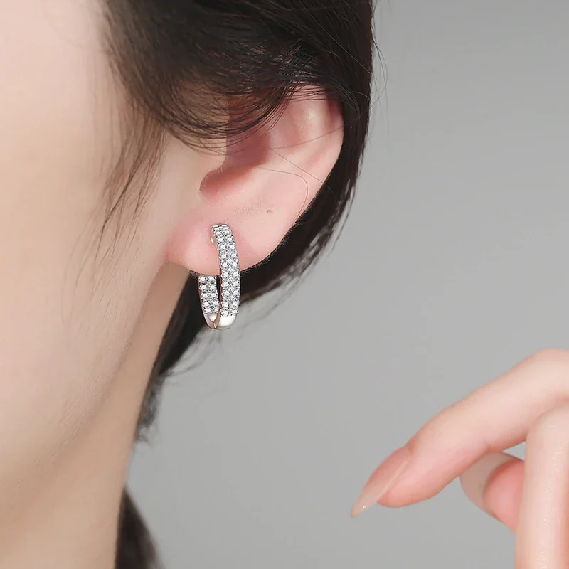 Radiant Pavé U-Hoop 925 Sterling Silver Earrings