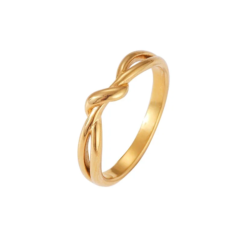 Interlaced 18K Gold-Plated Stainless Steel Knot Ring