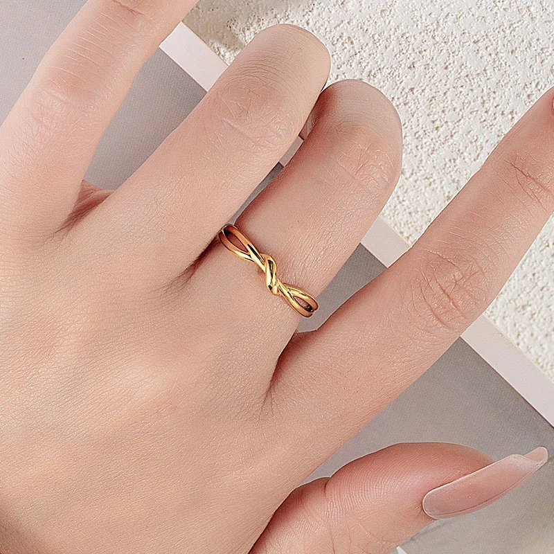 Interlaced 18K Gold-Plated Stainless Steel Knot Ring