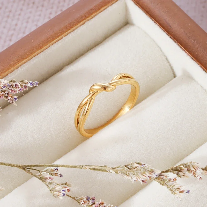 Interlaced 18K Gold-Plated Stainless Steel Knot Ring