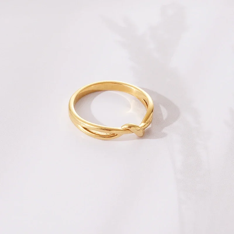 Interlaced 18K Gold-Plated Stainless Steel Knot Ring