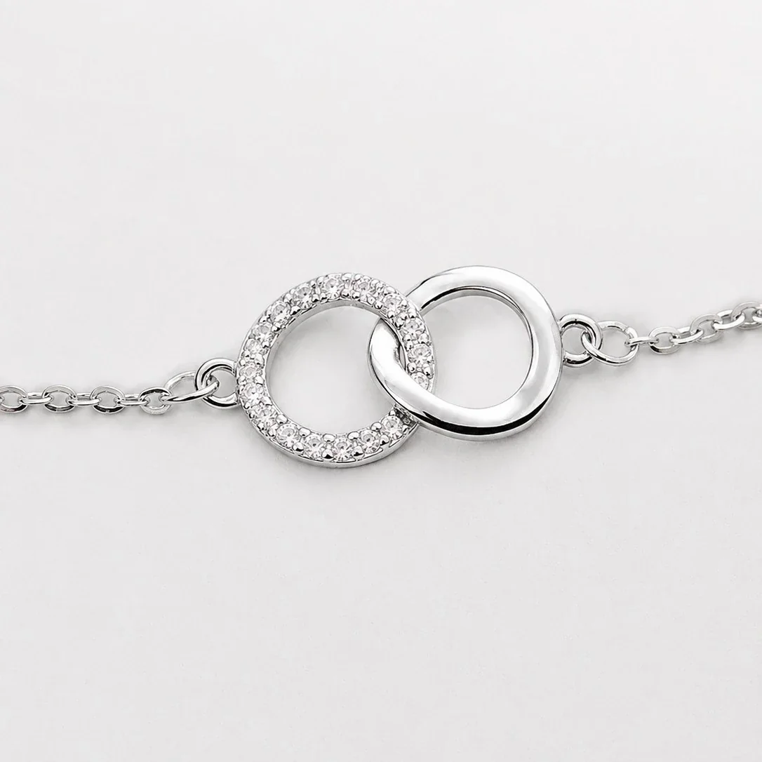 Interlocking Pavé Circle 925 Sterling Silver Anklet