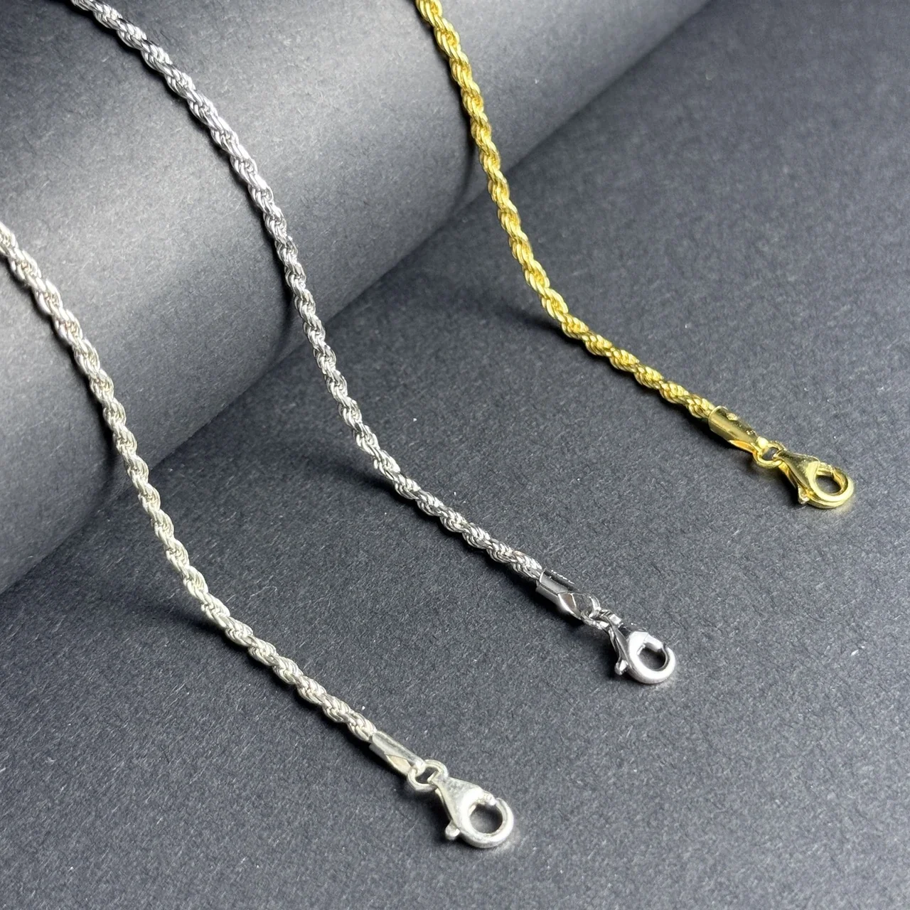 Twisted Rope 925 Sterling Silver Lobster Clasp Chain Necklace