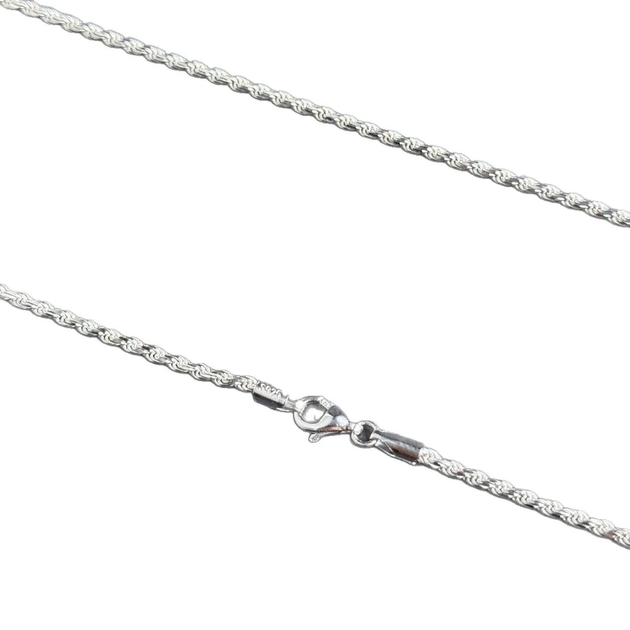 Twisted Rope 925 Sterling Silver Lobster Clasp Chain Necklace