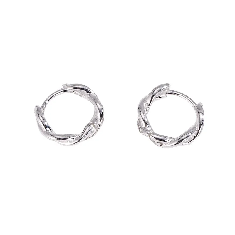 Twisted Rope 925 Sterling Silver Stone Hoop Earrings
