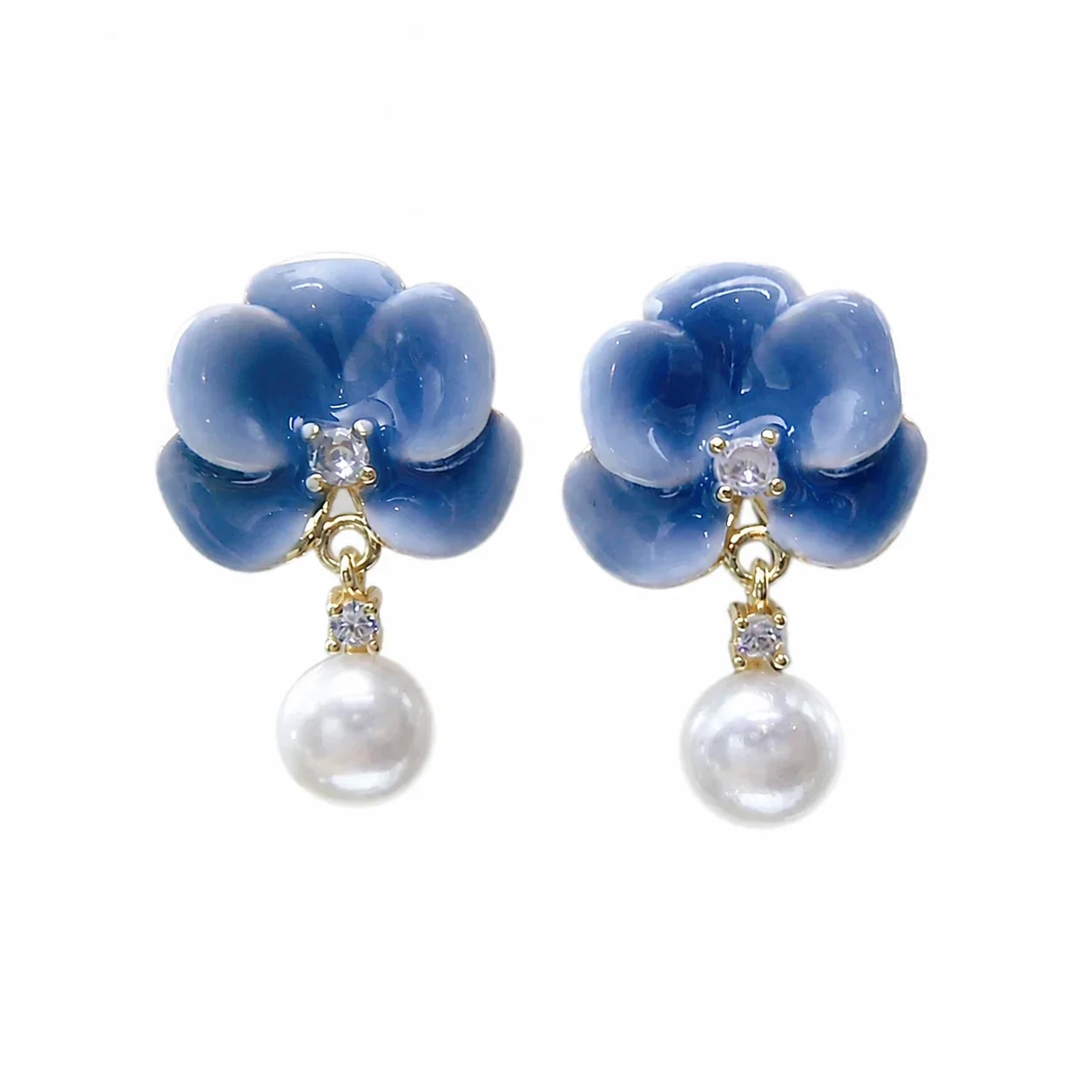 Glossy Orchid Crystal Gold-Plated Freshwater Pearl Drop Earrings