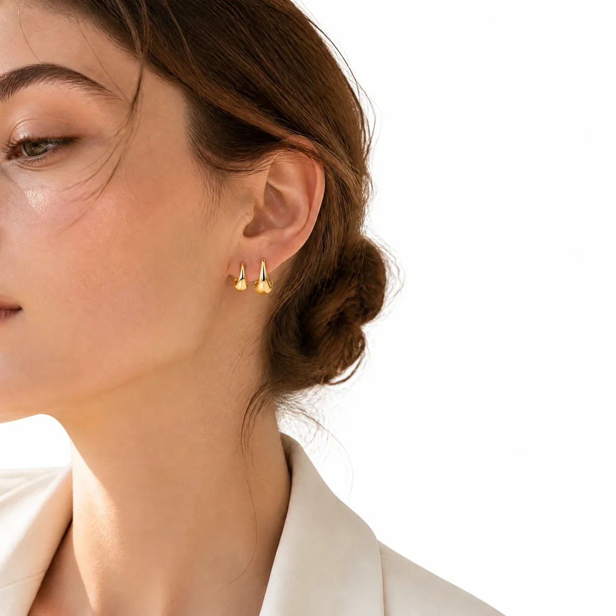 Sculptural 925 Sterling Silver High-Polish Teardrop Hoop Earrings