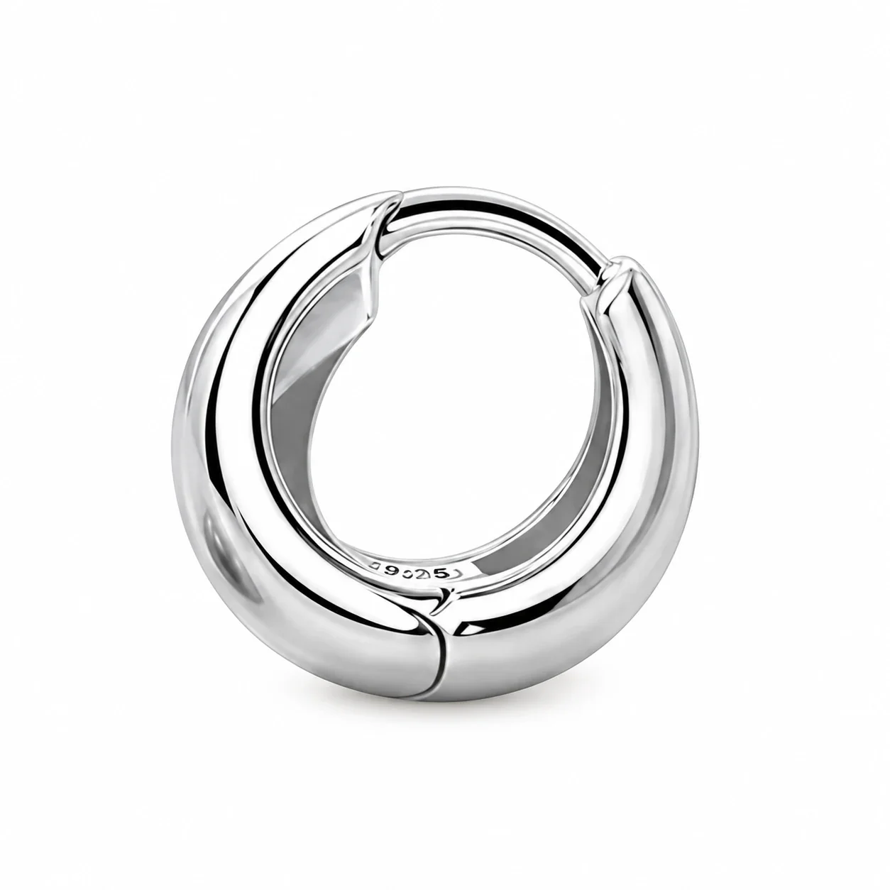 Sculptural 925 Sterling Silver High-Polish Teardrop Hoop Earrings