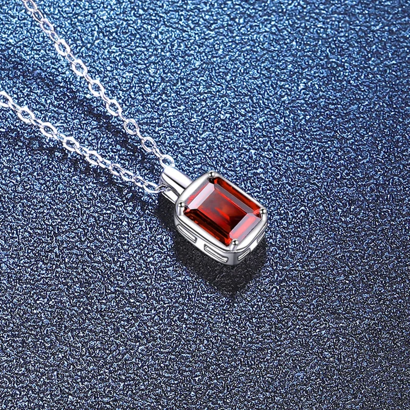 Refined Emerald-Cut 925 Sterling Silver Prong Pendant Necklace