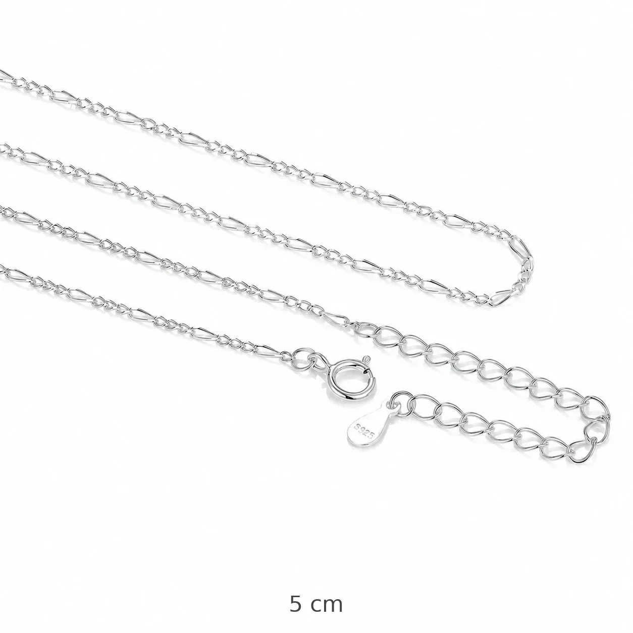 Delicate 925 Sterling Silver Elongated-Link Extender Necklace - Silver