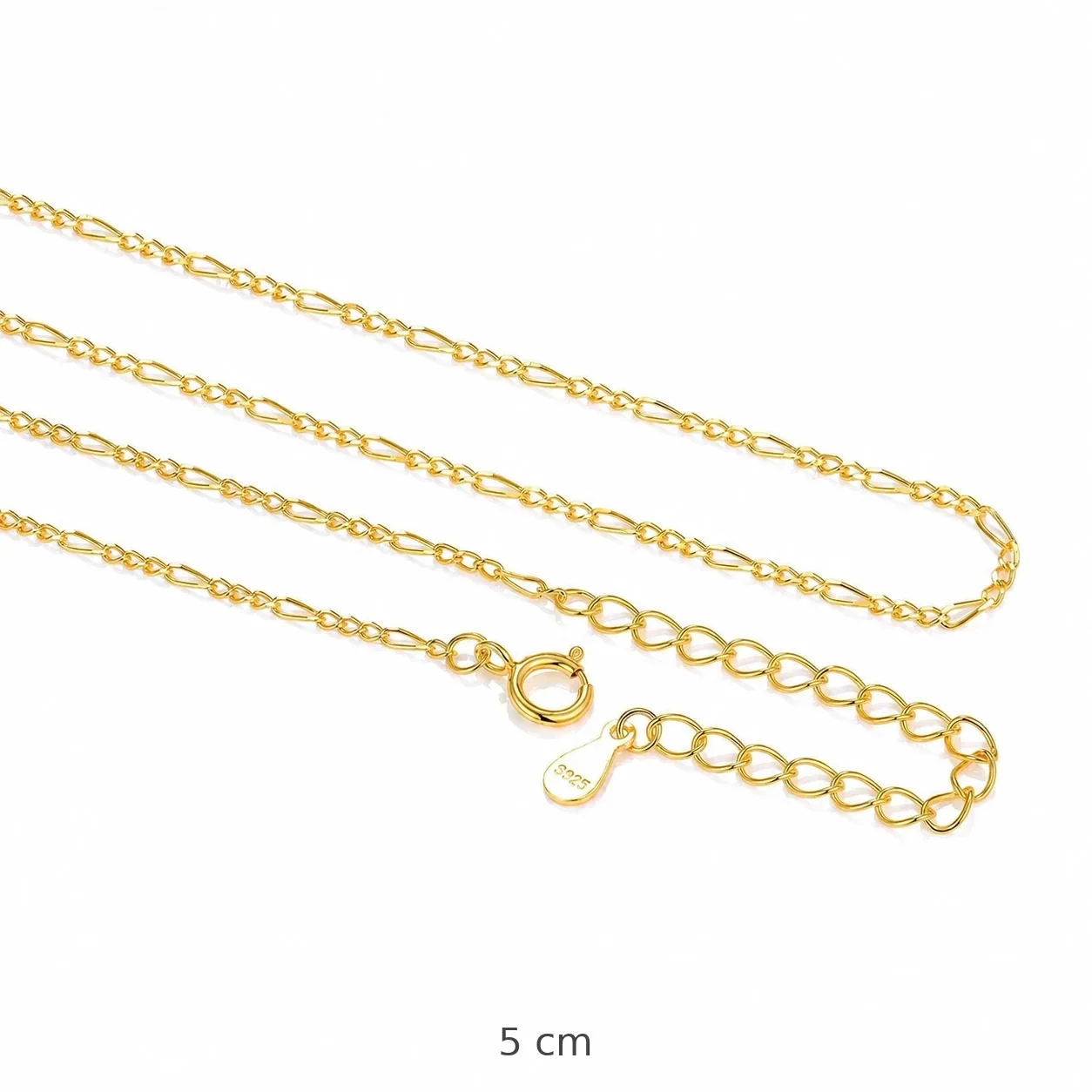 Delicate 925 Sterling Silver Elongated-Link Extender Necklace - Gold