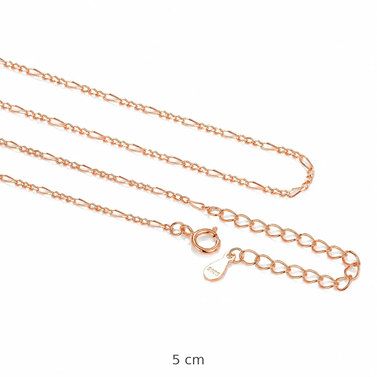 Delicate 925 Sterling Silver Elongated-Link Extender Necklace - Rose Gold