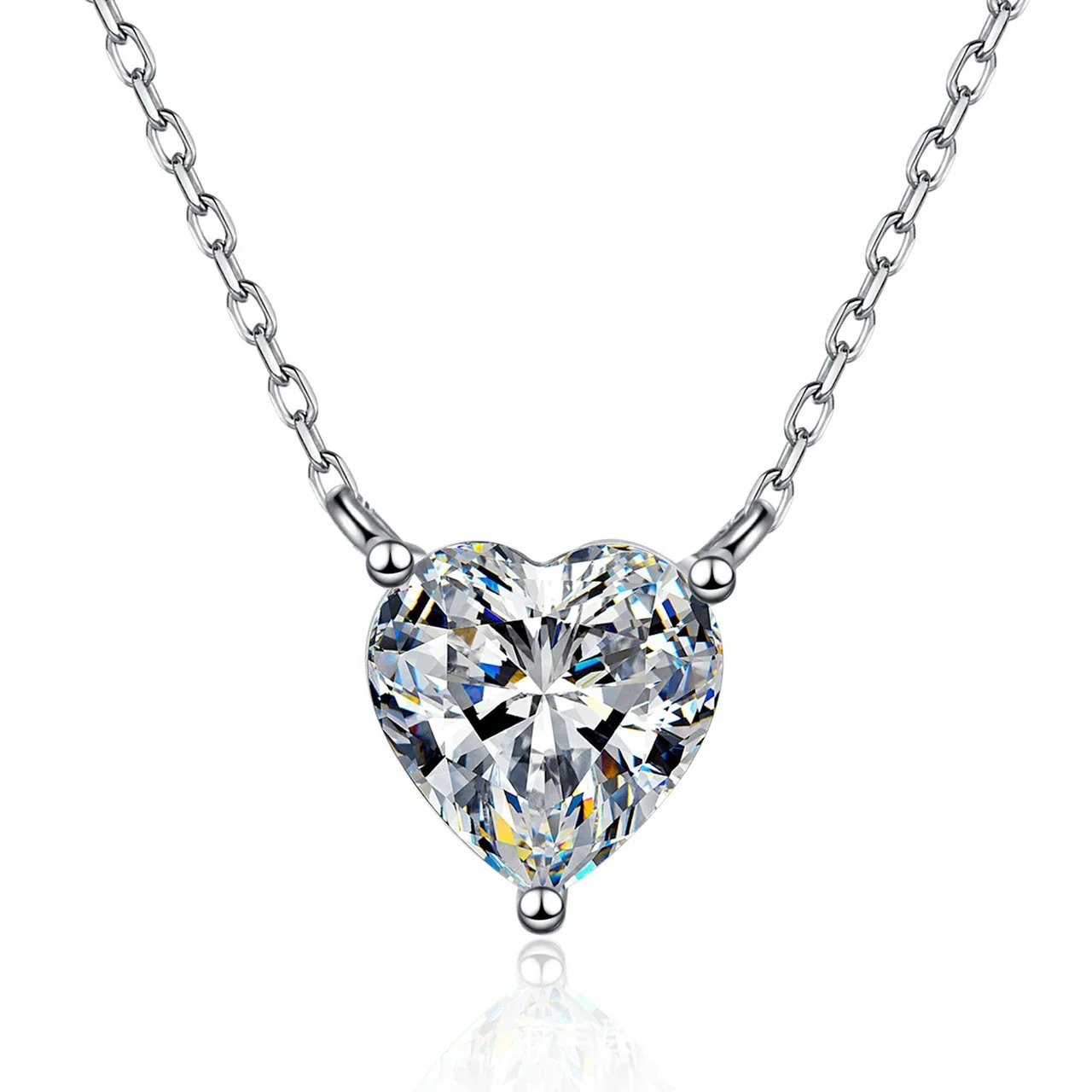 Dainty Heart-Cut Moissanite 925 Sterling Silver Necklace