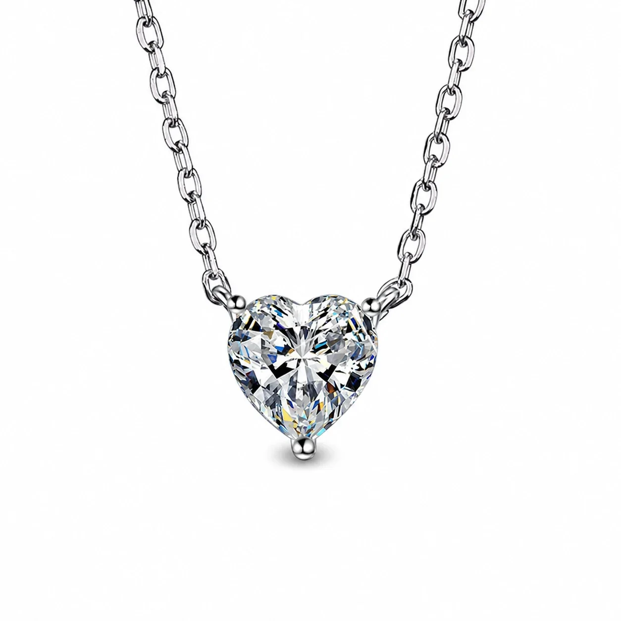 Dainty Heart-Cut Moissanite 925 Sterling Silver Necklace