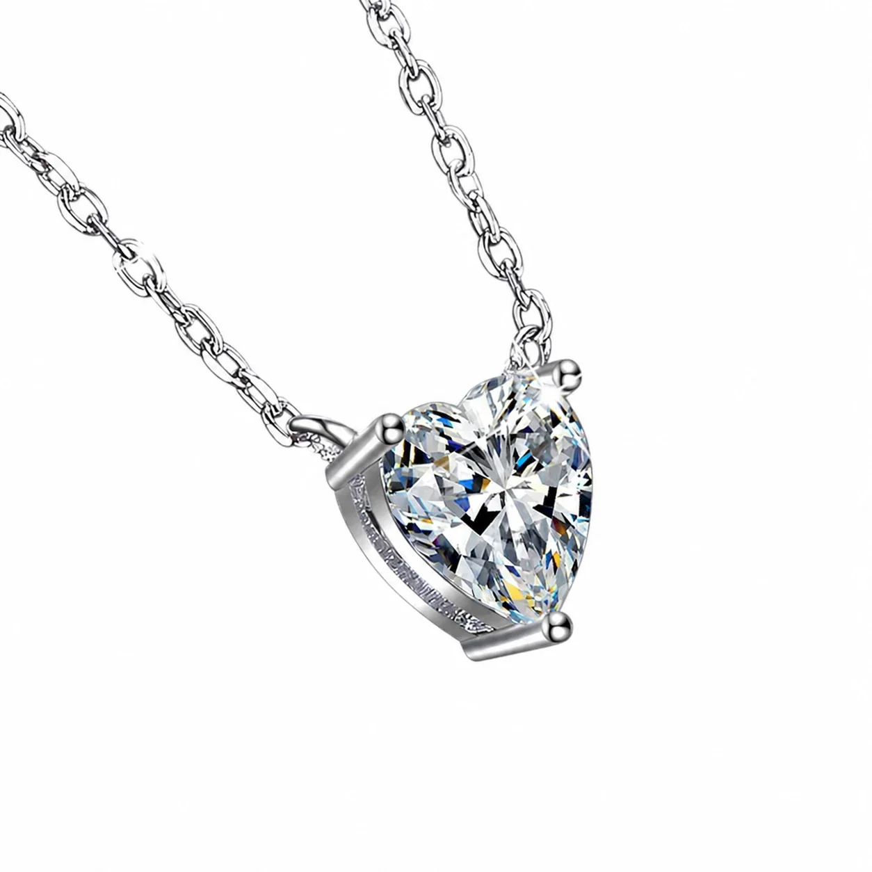 Dainty Heart-Cut Moissanite 925 Sterling Silver Necklace