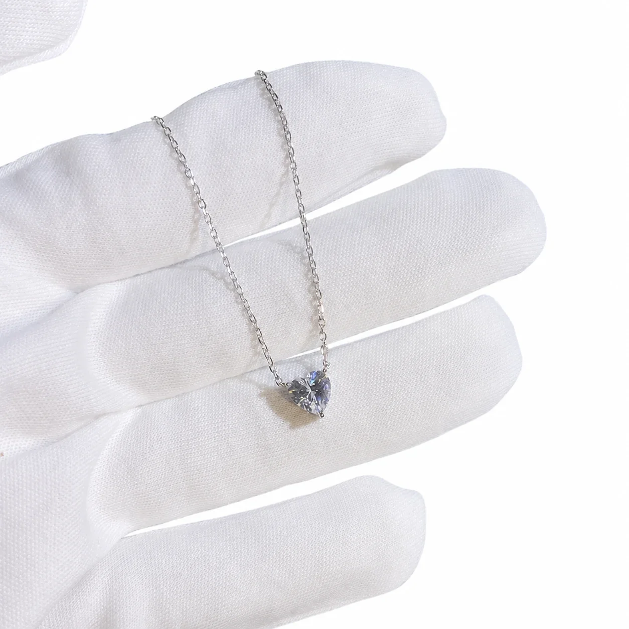 Dainty Heart-Cut Moissanite 925 Sterling Silver Necklace