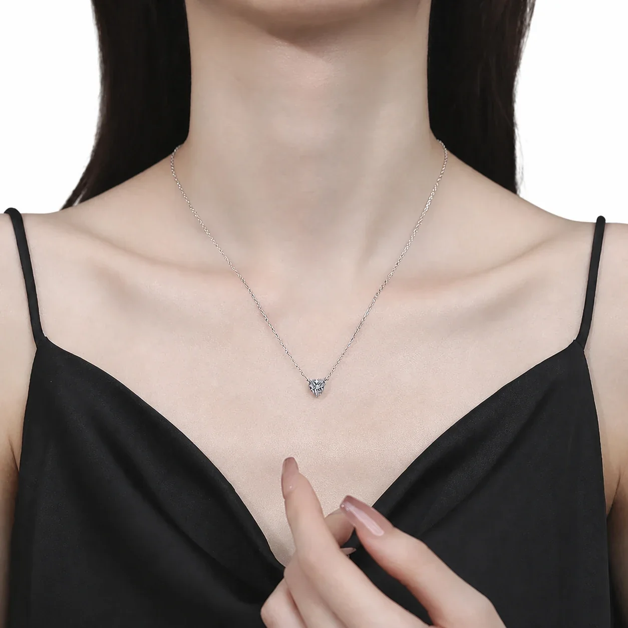 Dainty Heart-Cut Moissanite 925 Sterling Silver Necklace