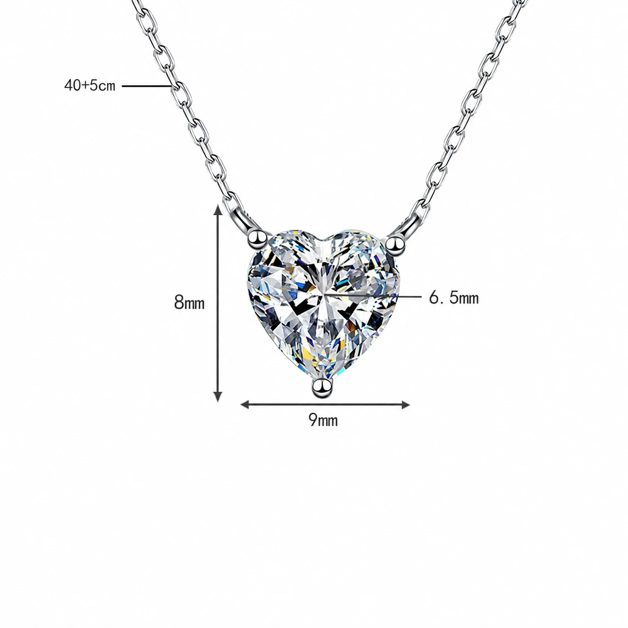Dainty Heart-Cut Moissanite 925 Sterling Silver Necklace - Carat Heart Moissanite